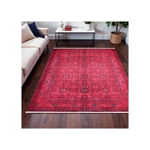 Kırmızı Oryantal Desenli Kilim Kaymaz Taban, Yıkanabilir, Salon & Oturma Odası Kırmızı Kırmızı