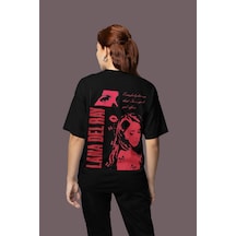 Sevbano Lana Del Ray Sırt Baskılı Unisex Oversize Şarkıcı Tişört Siyah