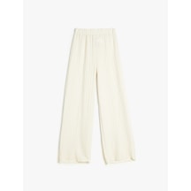 Koton Bol Paça Pantolon Beli Lastikli Dokulu Bej 4skg40101ak Ekru
