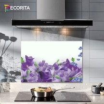 Decorıta Cam Ocak Arkası Koruyucu | Mor Çiçek