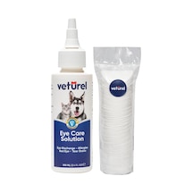Kedi Göz Temizleme Solüsyonu Akıntı Alerji Kızarıklık Gözyaşı Lekesi 100ml Disk Pamuk 50li