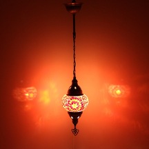 Dekoratif KARALP MOZAİK LAMBA TEKLİ SARKIT FENER