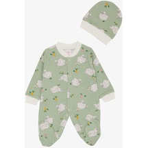 Breeze Kız Bebek Patikli Tulum Bahar Temalı Sevimli Koyuncuk Desenli 0-6 Ay, Mint Yeşili-mint Yeşili