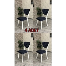 Elma Sandalye 4 Lü Beyaz Kapitoneli Mutfak Sandalyesi