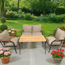 Ard & Garden Linda 211 Masalı Kahverengi Fermuarlı Bahçe Balkon Takımı, Cafe, Salon - Metal Kanepe Koltuk Takımı Kahverengi