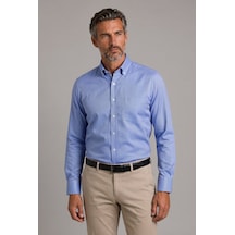 Bisse Mavi Regular Fit Uzun Paşa Yaka Gömlek Gmkls252178 D35