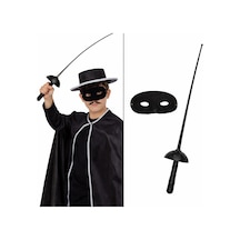 Zorro Kostüm Plastik Aksesuar Seti Maske Ve 67 Cm