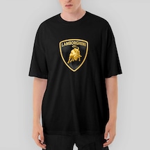 Lamborghini Logo 2 Oversize Siyah Tişört Siyah