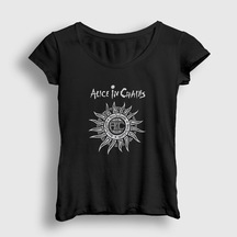 Presmono Kadın Gray Alice In Chains T-shirt Siyah