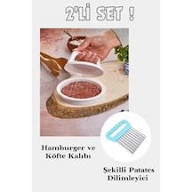 Rotanev Hamburger ve Köfte Kalıbı Şekillendirici Pratik Köfte Yapma Aparatı Ve Şekilli Patates Dilimleyici Çok Renkli