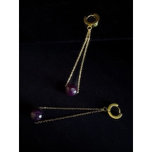 Akik Doğal Taşlı Gold Çelik Küpe -doğa Serisi Altın Akik Doğal Taşlı Gold Çelik Küpe -doğa Serisi Altın