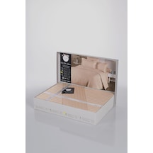 Deluxe Pamuk Saten Çift Kişilik Kutulu Nevresim Takımı Saten Nevresim Çeyizlik Deluxe20, Kapuçino, 200 X 220 Çok renkli