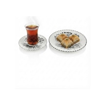 Seramik Tatlı Tabaklı Çay Seti 18 Parça 6 Kişilik Beyaz