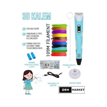 Mavi 3D Kalem 3D Pen Yazıcı Kalem – 20 Adet 5 Metrelik PLA Filament (Toplam 100M) + USB Kablo