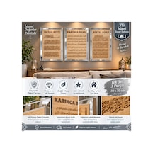 Pleksi Çerçeveli Ahşap Ayetel Kürsi, Nazar Ayeti Ve Karınca Duası Üçlü Tablo Duvar Dekoru 70x30 Cm Ebatında Askı Aparatlı Kolay Montaj 27285577