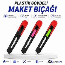 Plastik Gövdeli Maket Bıçağı Falçata Sürgülü Kesici Hobi Ofis Atölye