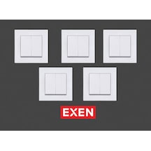 Exen Karell Beyaz Komütatör Çerçeveli 5 Adet