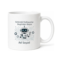Robotik Meraklısı İçin Kişiye Özel Teknoloji Temalı Baskılı Kupa Bardak Hediye Beyaz / Çok Renkli