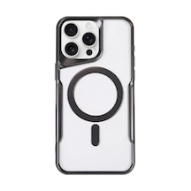 Newface Apple İphone 16 Pro Max Kılıf Boyi Magsafe Silikon Kapak - Siyah Şeffaf
