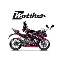 Cfmoto 250sr Monster Siyah Pembe Çizgi Tasarım Sticker Etiket Modeli