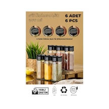 6'lı Cam Baharatlık Seti - Siyah Siyah