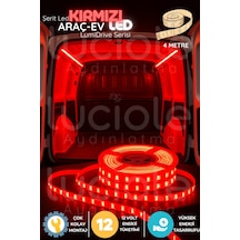Lumidrive 4m Kırmızı Şerit Led 12v, 240 Çipli, Kesilebilir, Yapışkanlı, Lehimli Bağlantı Uçlu