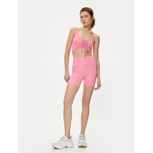 Koton Biker Tayt Spor Yüksek Bel Dikiş Detaylı Slim Fit Pembe 4sak40173nk 4SAK40173NK286