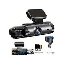 Dashanshop Evrensel Araç Dvr Kiti Yükseltilmiş Sürüm 64gb Hızlı Şarj 1080p Gece Görüşü Çift Kamera 720p 30fps Polimer Batarya Araç Şarj Cihazı