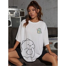 Startmore Adrift Karikatür Ve Grafik Tasarım Oversize T-shirt Cartoon/letter Serisi Kod140 Beyaz