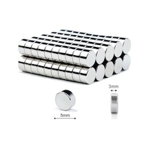 50 Adet 5x3 Mm Yuvarlak Güçlü Neodyum Mıknatıs Çap: 5 Mm X Kalınlık: 3 Mm