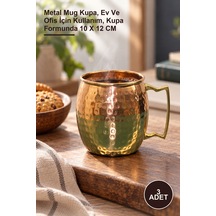 3 Adet Pirinç Kupa Bardak Metal Mug Kupa, Ev Ve Ofis İçin Kullanım, Kupa Formunda 10 X 12 Cm 1
