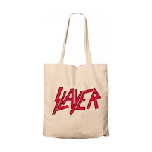 Slayer Logo Classic Krem Kanvas Bez Çanta Krem