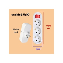 Anahtarlı Düğmeli 3'lü Topraklı Priz, Çoklu Çoğaltıcı