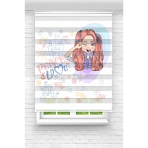 Perdecizade Enxboy Love Kız Dijital Baskılı Zebra Perde-cocuk Odası-stor Perde Renkli
