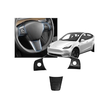 Tesla Model Y/model 3 İçin Direksiyon Simidi Dekoratif Kaplama Seti Karbon Mat Siyah Çok Renkli