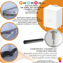 Modilayn Doqu M Set Ocak Altı Dolap 60x88x48 Cm Ölçülerinde 2 Kapaklı Ve 1 Gözlü Tüp Bölmelidir Beyaz