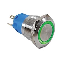 19mm Metal Kalıcılı Halka Ledli 1no/1nc 12-24v Yeşil