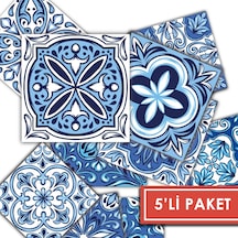 Kendinden Yapışkanlı Mavilim Desenli Pvc Karo 20x20 Cm 5 Li Paket