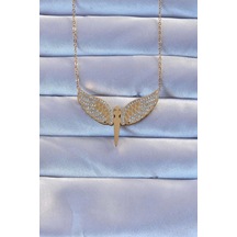 316l Çelik Altın Renk Zirkon Taşlı Mikail Kolye Gümüş