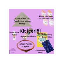 Punch Nakış Başlangıç Seti 4 Renk 12 Adet İplikli Kumaşlı Kasnaklı İğneli Tam Set - 761923222