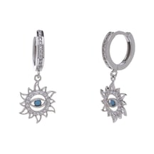 Nagiss Göz Güneş Model Turkuaz Taşlı 925 Ayar Gümüş Kadın Küpe