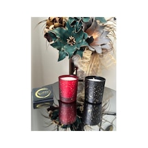 Tasarım Dekoratif Kokulu Mumluk, Bardak Dekor Mumluk, Siyah Bordo Tasarım, Hediyelik, Şık, Dekor Mum Çok Renkli