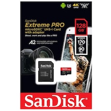 Sandisk Extreme Pro SDSQXCY-128G-GN6MA 128 GB MicroSDXC Class 10 UHS-I Hafıza Kartı + Adaptör