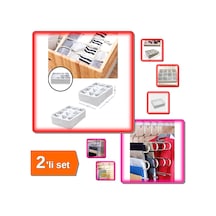 12 Bölmeli İç Çamaşırı Kravat Çorap Çekmece Düzenleyici + Pantolon Askısı 5 Katlı - 2li Set W9g4r0 Belirtilmemiş