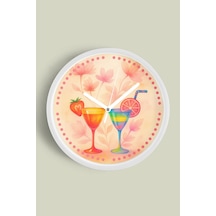 Kokteyl Bardağı Modern Tasarım Duvar Saati - 42cm - Önü Camlı Beyaz Kasa - Sessiz Mekanizma-jh0369 Beyaz