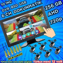 Ahd 720p Rca Beyaz Ledli Kelebek Kamera 6 Kanallı 10 İnç Dokunmatik Usb Bsd Dvr Ekran 12 Volt