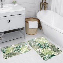 Rovigo Home Baskılı Kaymaz Taban 2 Li Banyo Paspas Takım Rvg5182-100X60-60X50 Çok Renkli