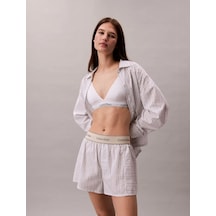 Calvin Klein Logo Super Poplın Sh, Zew Beyaz Kadın Şort