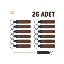 Açık Kahverengi & Siyah, Doğum Yapan Anneye Hediye, İsmine Özel 26'lı Hatıra Anahtarlık Seti Çok Renkli