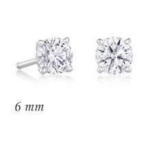 Gümüş Yuvarlak Tek Taş Zirkon Küpe - 6 Mm. Gold - Rose Gold